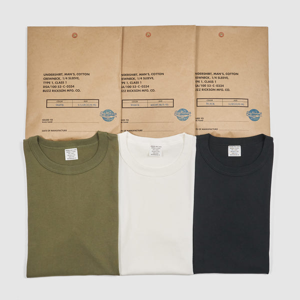Buzz Rickson's Typ 1 Plain Basic Crew Neck T-Shirt - white